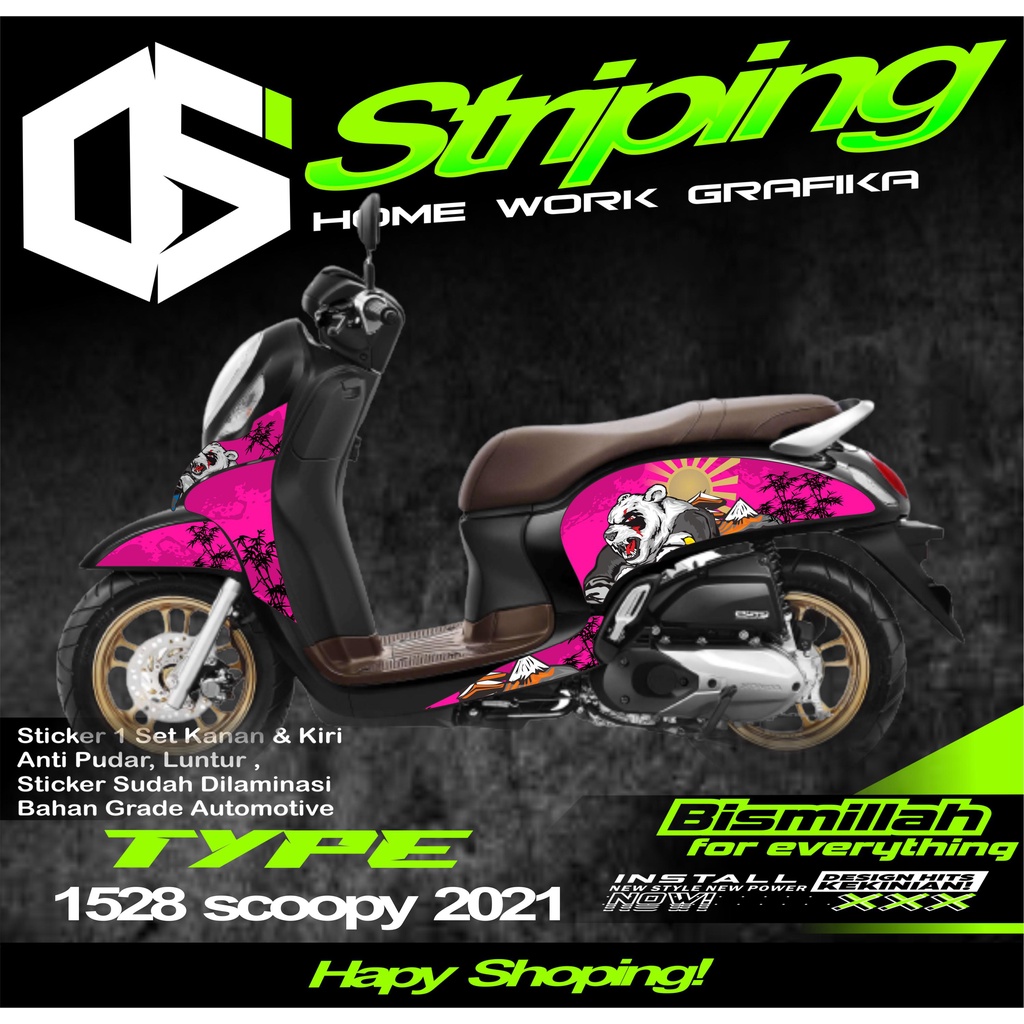 1528 Sticker Striping Motor SCOOPY NEW TAHUN 2021 List Variasi Panda Keren