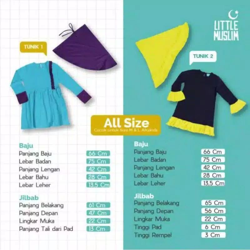 Tunik anak perempuan free jilbab Little Muslim By Afrakids