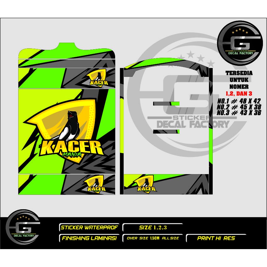 DECAL TEBOK/EBOD SANGKAR KOTAK KACER LOVERS NO.1,2,3