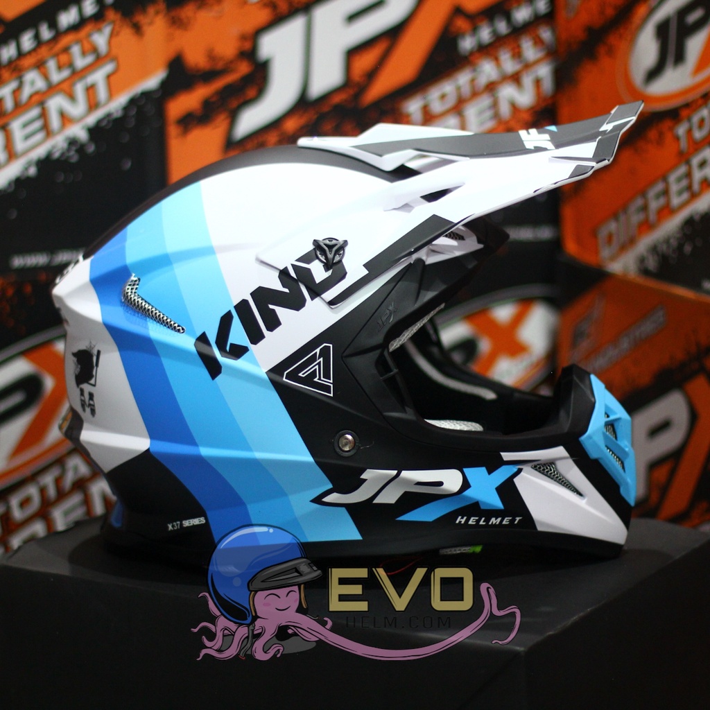 HELM JPX CROSS_FOX1 SERI X37 - PEARL WHITE DOFF + GOOGLE SNAIL (ONGKIR 2 KG) HELM JPX TERBARU