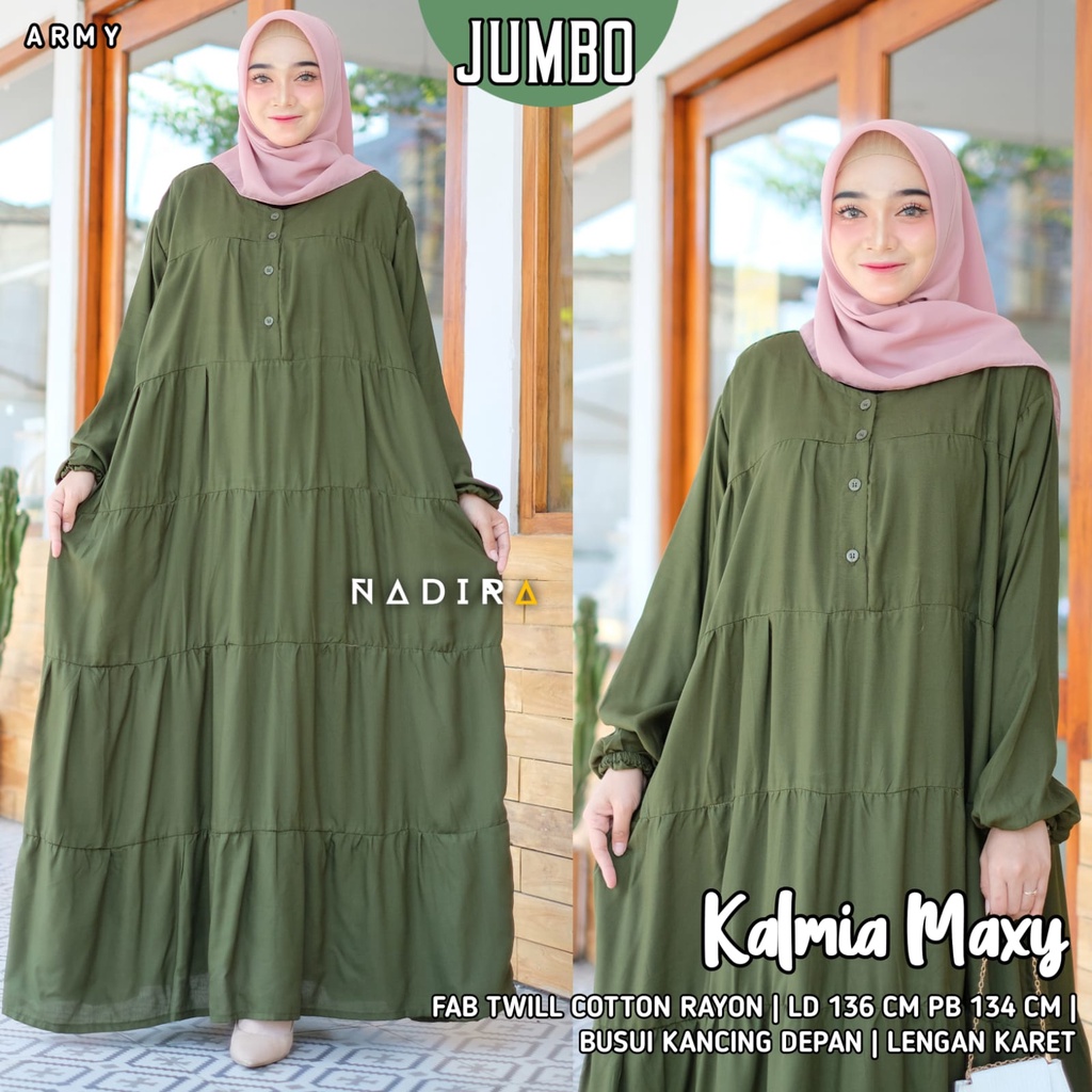 Dress Wanita Jumbo Muslimah Gamis Ld 130 Bahan Twill Katun Rayon Busui