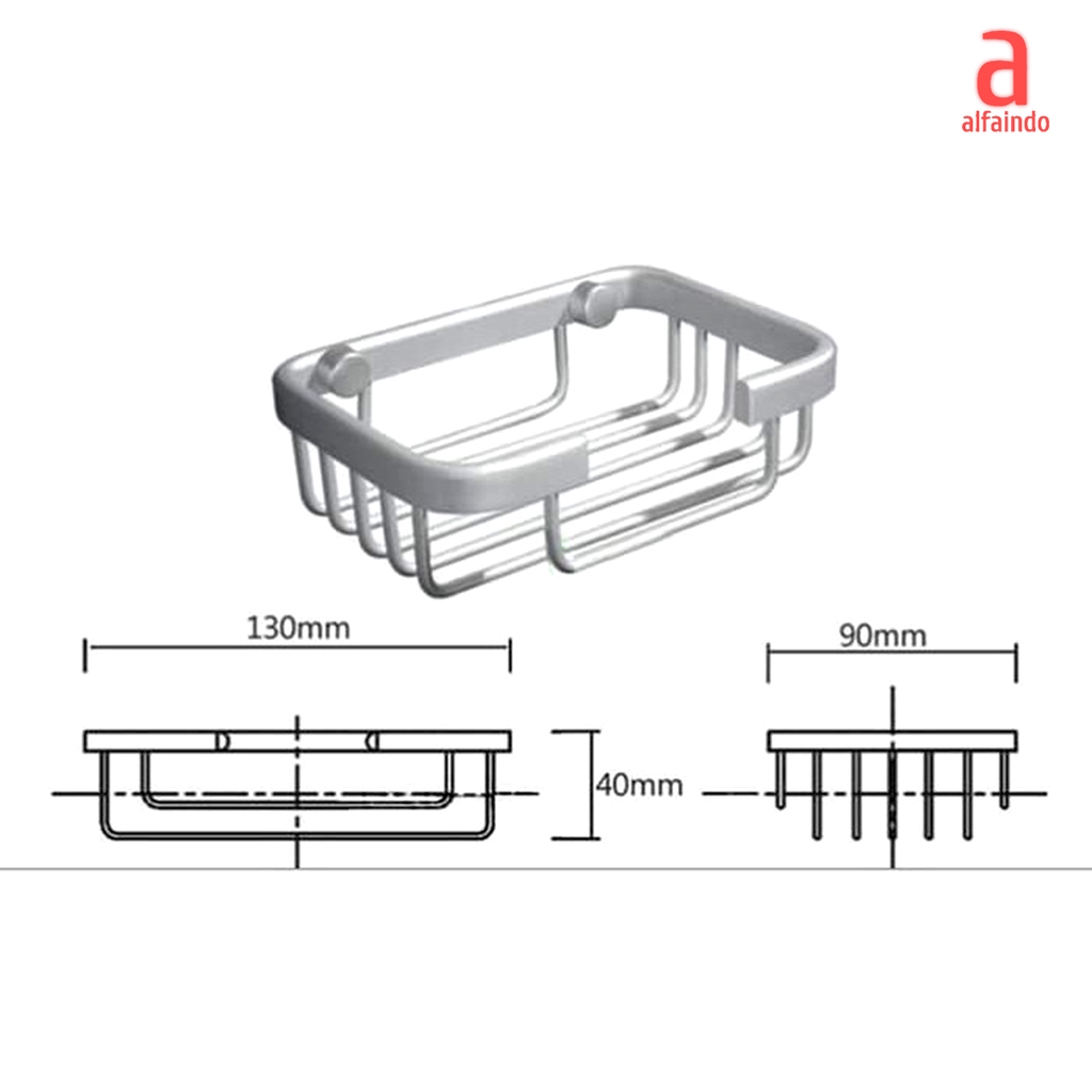 Alfaindo Rak Gantung Tempat Sabun Batang Dinding Kamar Mandi Alumunium AD685