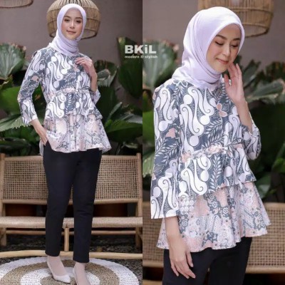 Tey-17 Batik Wanita Asj Sa Hrb026 Kenongo Kemeja Tosca Pendek