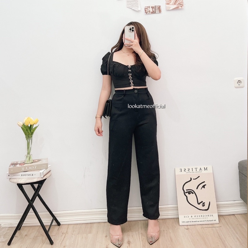 lookatmeofficial • Celana Kulot Basic Highwaist Emily Cullote Pants Bahan Scuba Premium