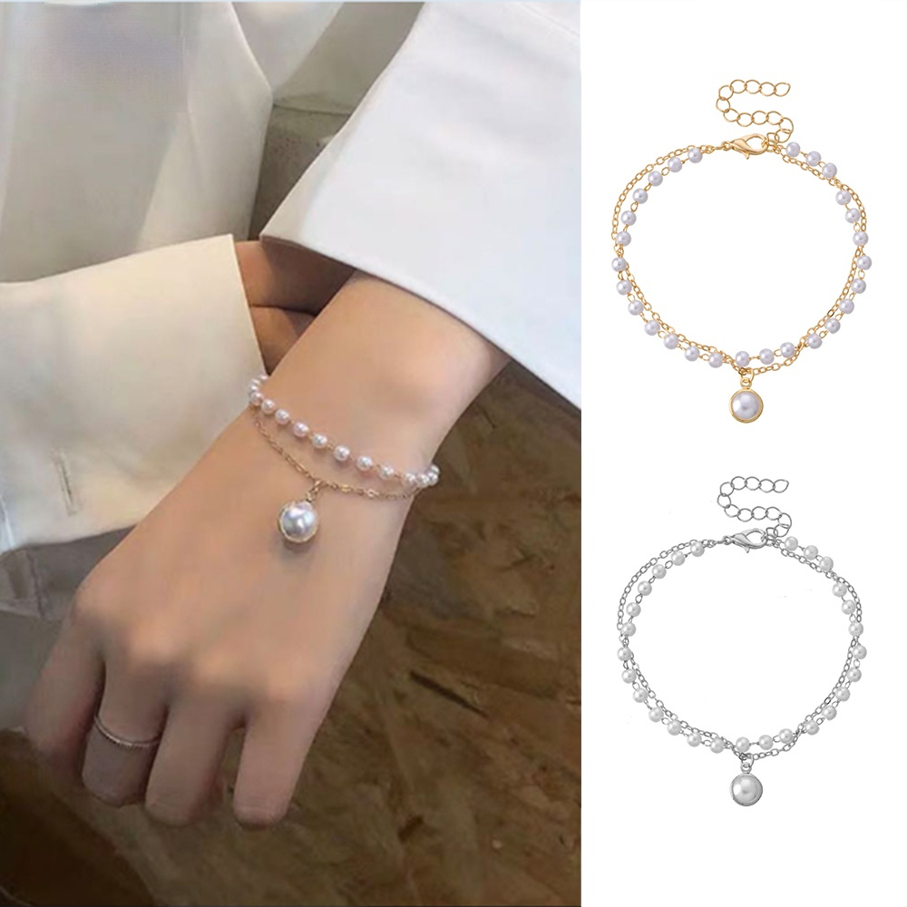 Gelang Mutiara Double Layer Untuk Wanita