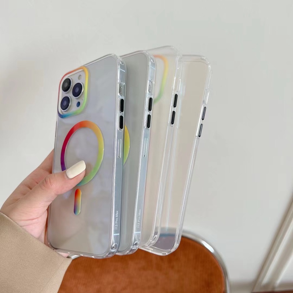 New Transparent Rainbow PC Magnetic Attachment for case iPhone 13 13 Pro 13 Pro Max 14 14 Max 14 Pro 14 Pro Max case