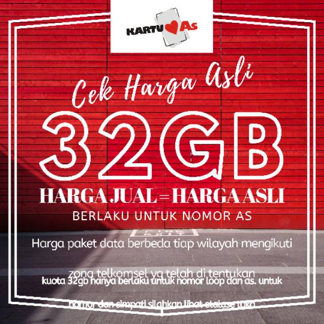 Kuota murah telkomsel As 32Gb harga aslk