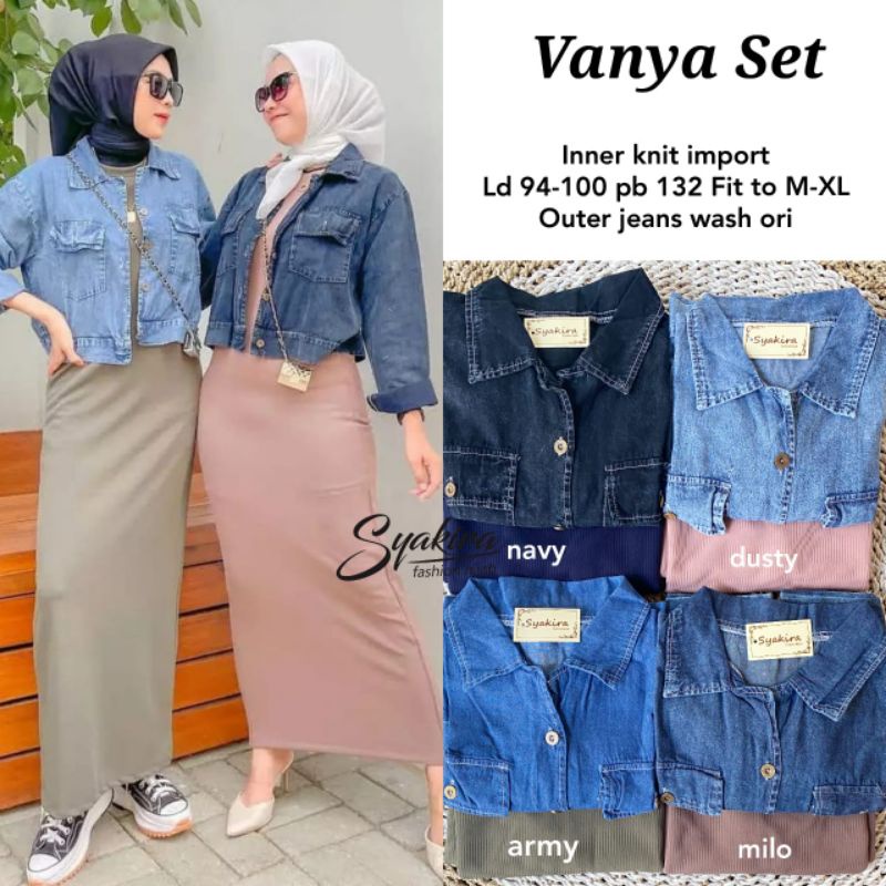 Vanya set setelan inner knit import outer jaket jeans