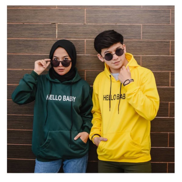 HOODIE UNISEX HELLO BABY TEBAL FLEECE PREMIUM TERBARU,