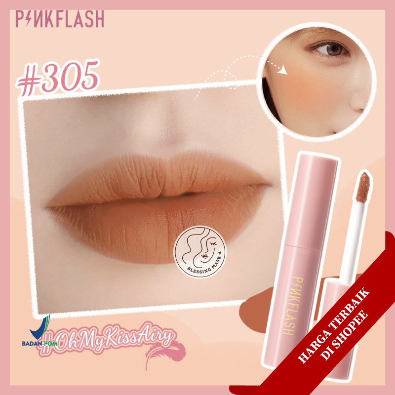[BPOM] PINKFLASH Matte Liquid Lipstick Lasting Waterproof Lip Tint Shimmer Lip Gloss Velvet Matte-#305 Lip Tint