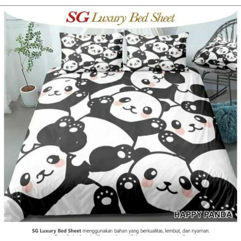 seprai set bedcover motif happy panda ukuran 90x200