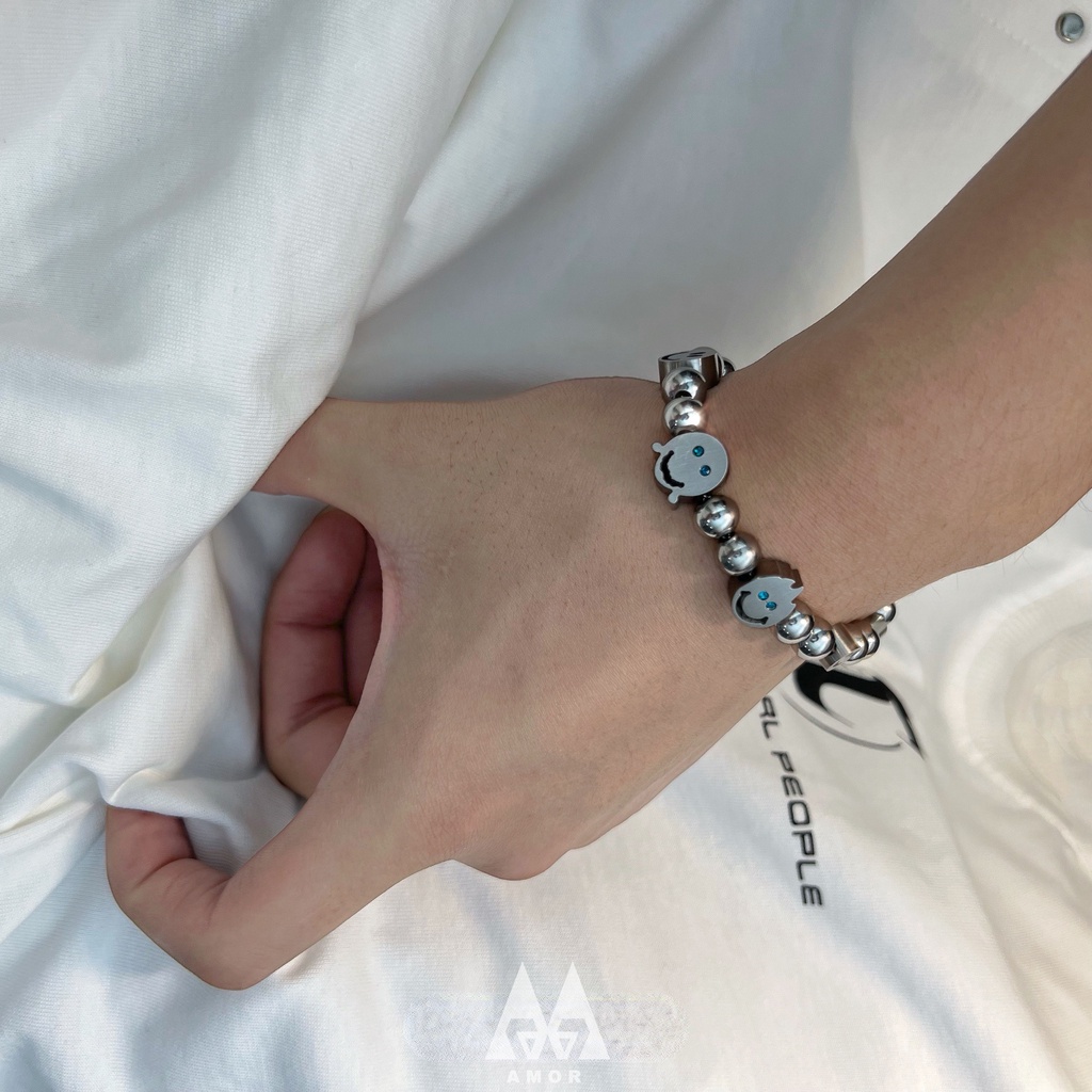 Gelang Manik-Manik Bahan titanium steel Gaya hip hop Untuk Pria Dan Wanita