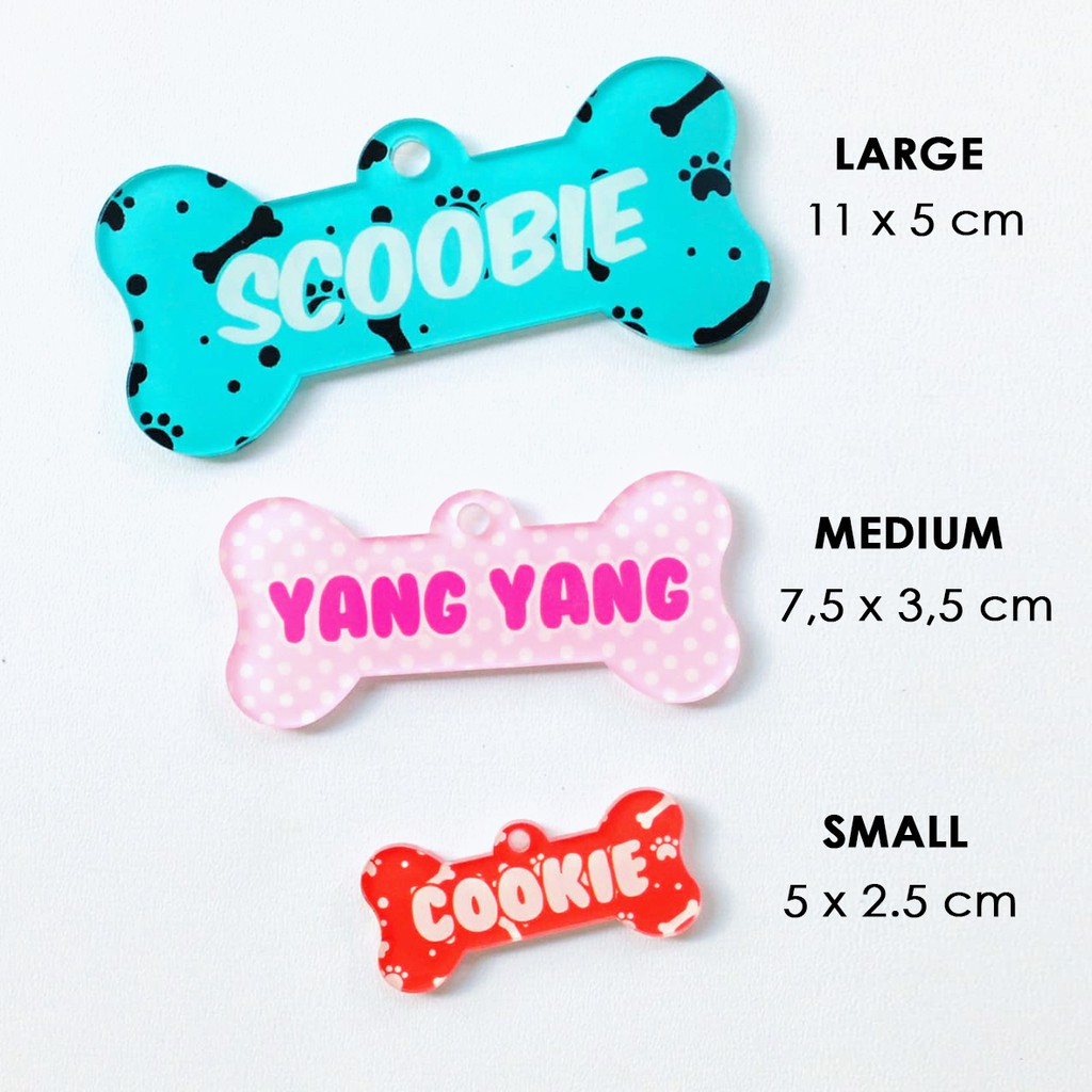 dog tag akrilik cat nametag anjing kucing lucu kasih nama gantungan leher binatang peliharaan