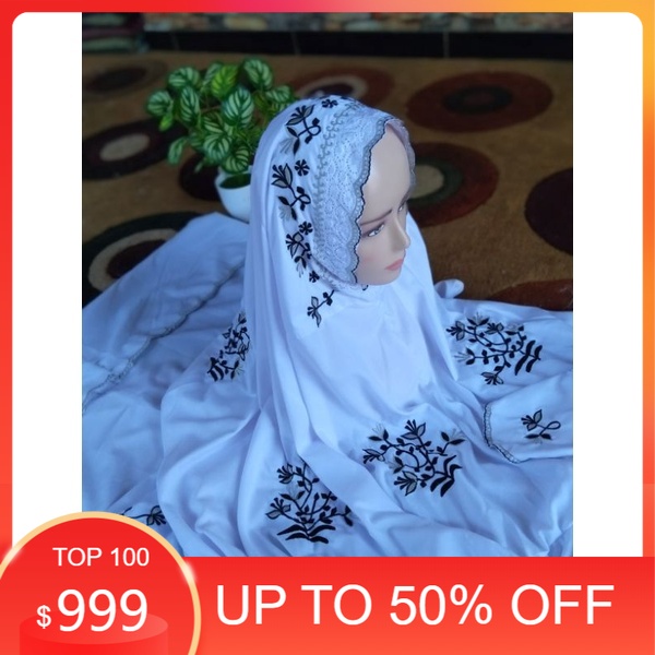 Mukena Putih  Mukena Lajur Dewasa Mukena Terusan bordir Mukena santri Mukena Terusan Polino Lajur Bo