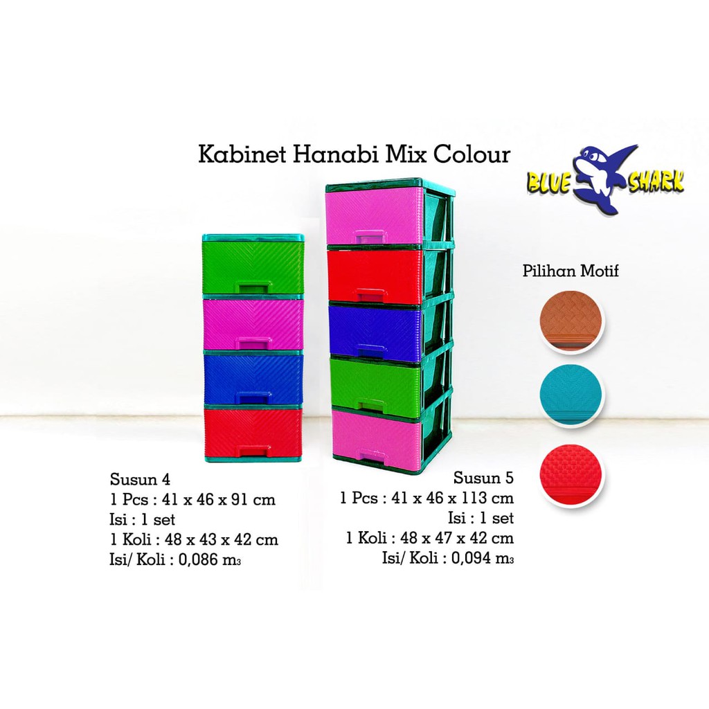 LEMARI PLASTIK SUSUN 4 / LEMARI PAKAIAN / RAK LACI BAJU PLASTIK - WARNA WARNI