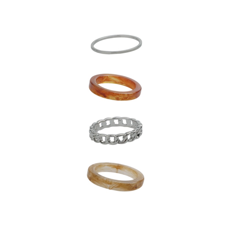 Four-piece Set Of Colored Glaze Rings Accessories Fashion Personality Simplicity