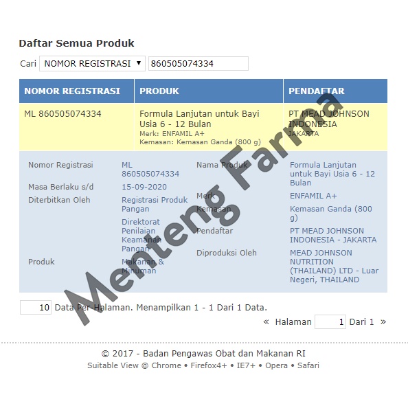 Enfamil A+ Tahap 2 Susu Formula Bayi Plain 800 gr