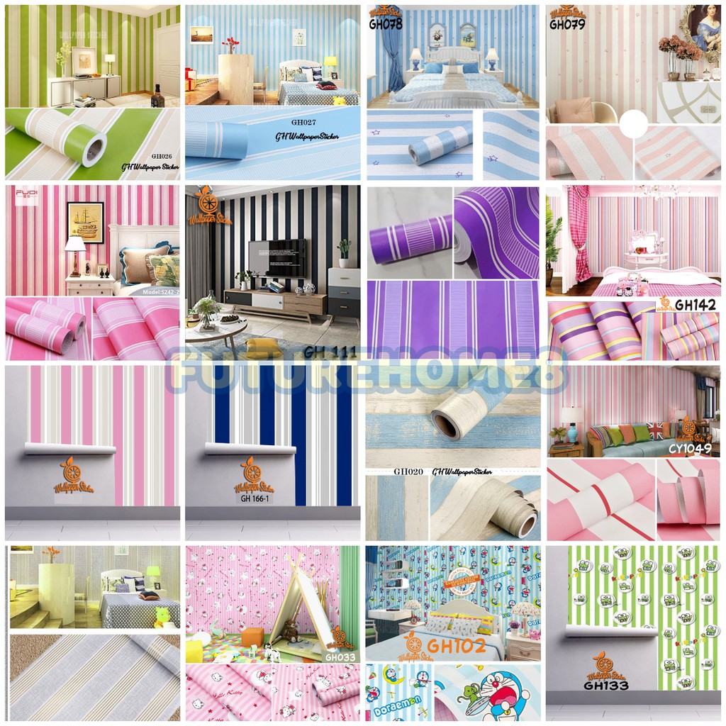 Wallpaper dinding 3d motif salur / Wallpaper dinding kamar tidur anak wallpaper stiker dinding rumah 45cm x 8M