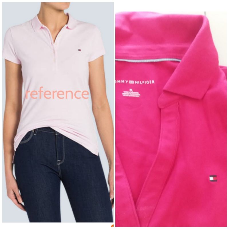 Minioutlet Tommy Hilfiger women fuchsia Heritage Slim Fit Short sleeve Polo kaos wanita branded