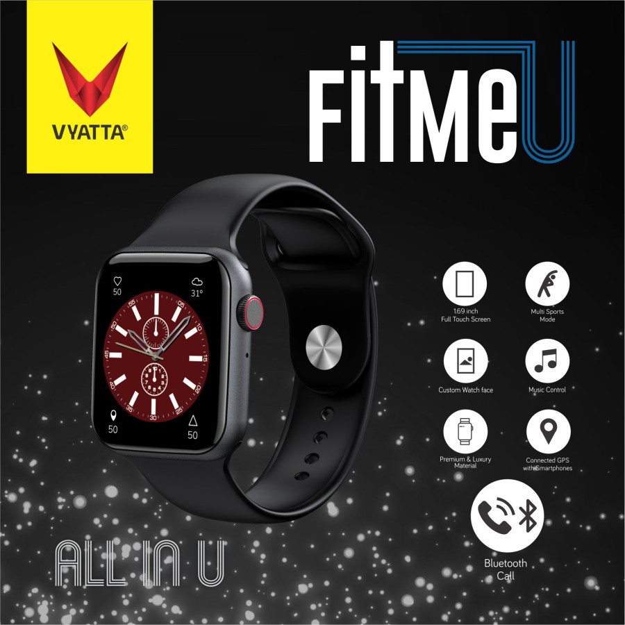 VYATTA Fitme U Smartwatch -Bluetooth Phone Call, GPS Connected, SPO2 - Hitam
