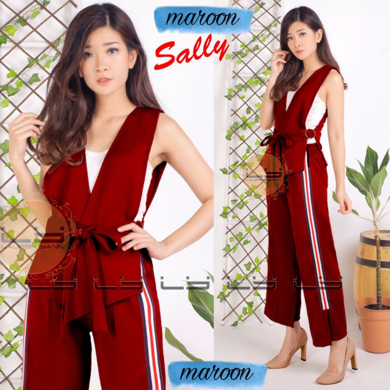 LY ELYE FASHION - SETELAN WANITA BLAZER KIMONO KOREAN STYLE IMLEK OUTFIT MAROON MERAH MARUN SALLY