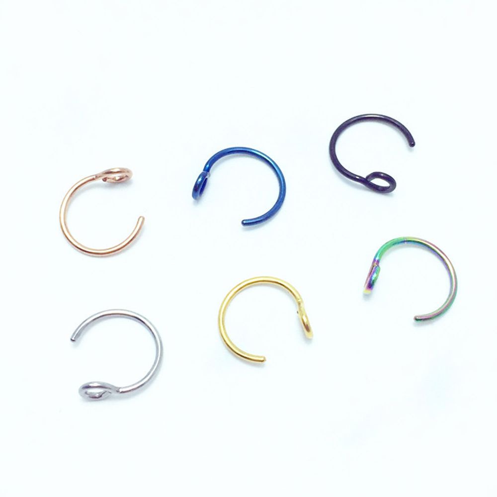 MXBEAUTY 6colors Faux Nose Ring Gift Tragus Earrings Nose Ring Women Jewelry Clip On Ear Jewlery 5pcs/Lot Simple Fake Piercings/Multicolor