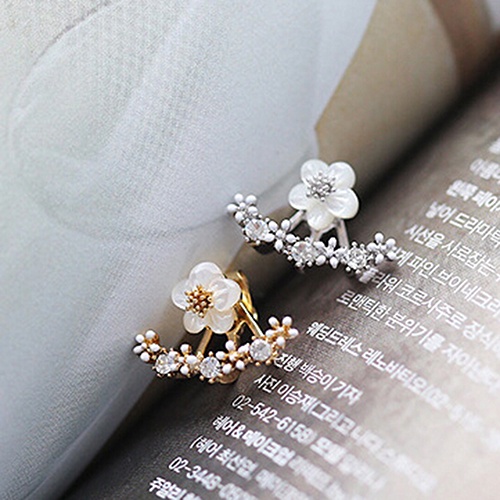 Hu Hu Hu Hu Hu Alat Bantu Pasang Kacamata♡ Anting Stud Desain Bunga Bahan Tembaga Gaya Korea Untuk Wanita