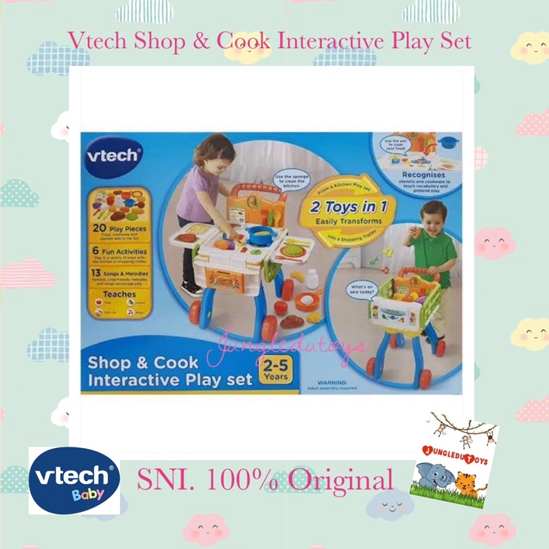 Vtech 2In1 Shop And Cook Interactive Playset Original Mainan Edukasi Masak-Masakan Anak