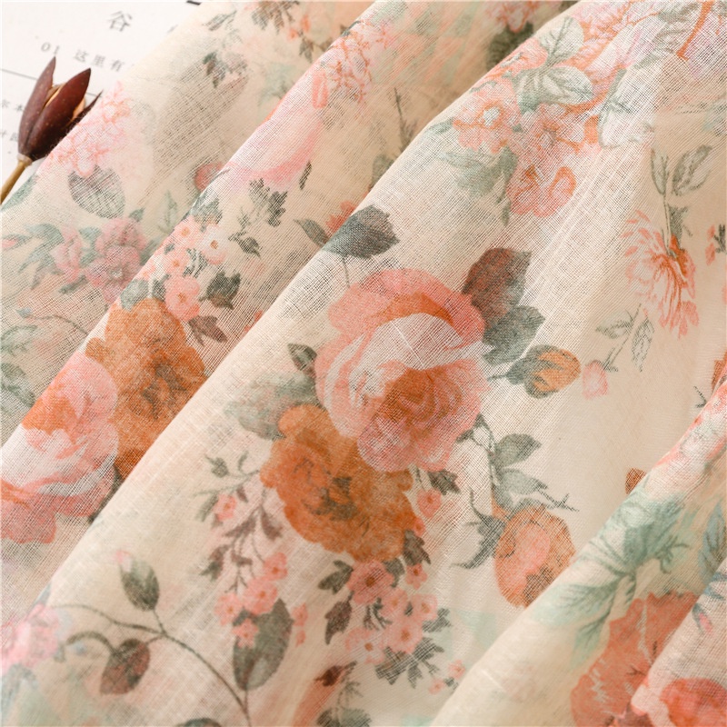 ITSFRIDAY 052214 Premium Scarf Selendang Pashmina Syal Shawl Pasmina Hijab Import Motif Flower Bougenville Pink CreamTassel-6