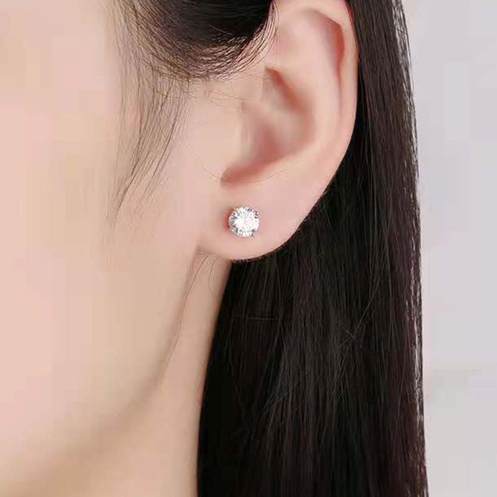 Hu Hu Hu Hu Hu Alat Bantu Pasang Kacamata♡ 1 Pasang Anting Stud Geometris Aksen Berlian Imitasi Gaya Korea Untuk Perhiasan Harian