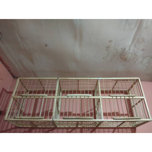 Dondang dongdang kurungan gebrak jemur burung dara merpati kotak 3 gabung bahan kayu ruji bambu