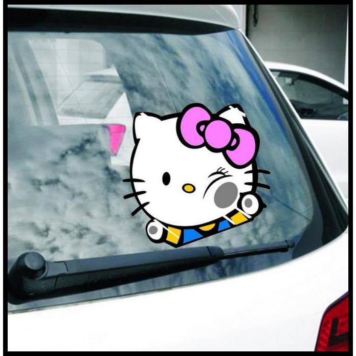 Jual Jual Aksesoris Mobil Stiker Hello Kitty Tabrak Kaca Belakang