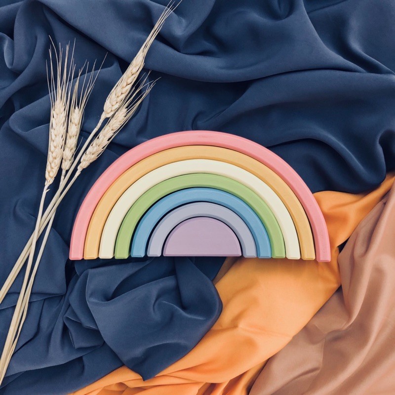 Small Redwood Rainbow Pastel (ASA Wooden Toys) Stacking Rainbow