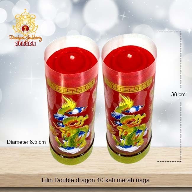 Lilin/Candle Puja Sembahyang Double Dragon 10 Kati Kuning Naga