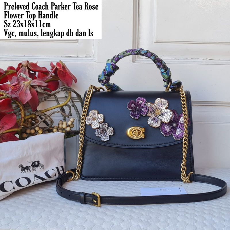 Preloved Coach Parker Tearose Flower Top Handle