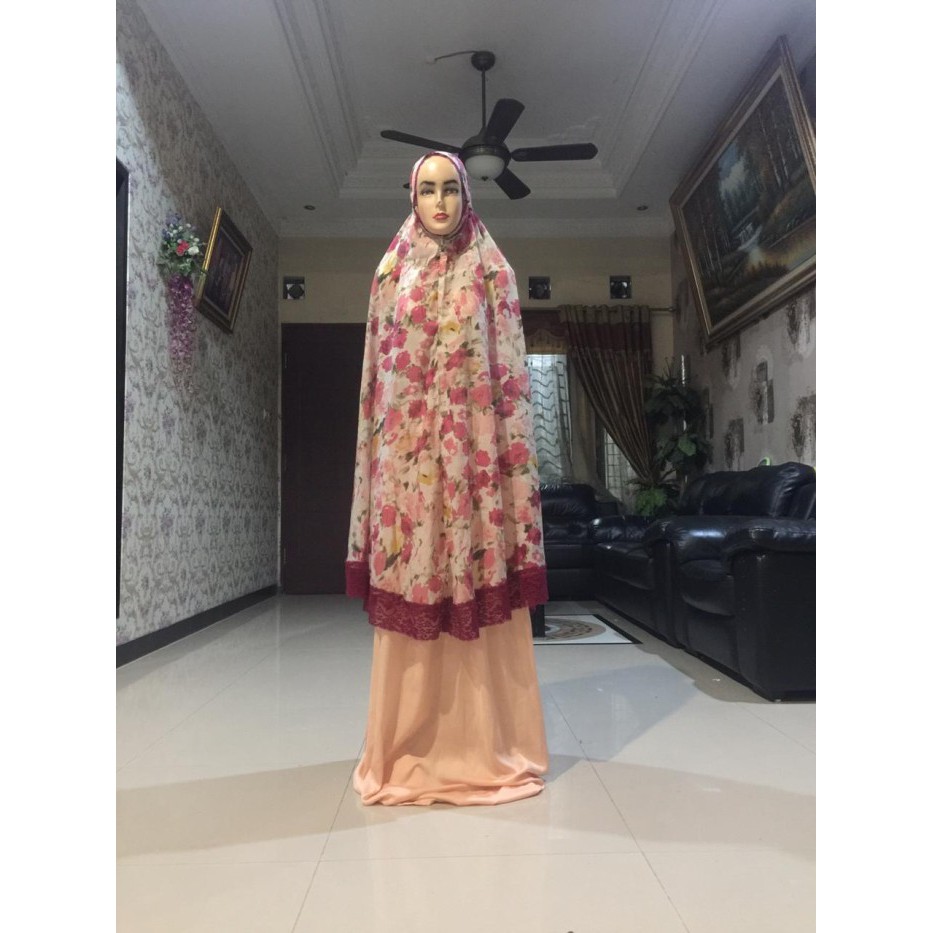 Mukena Dewasa/ Mukena Traveling Free Tas Resleting Cantik K11