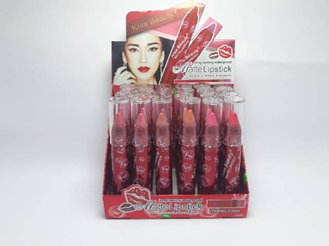 LIPSTIK KISS BEAUTY CASE BUNGA WATERPROOF LUSINAN