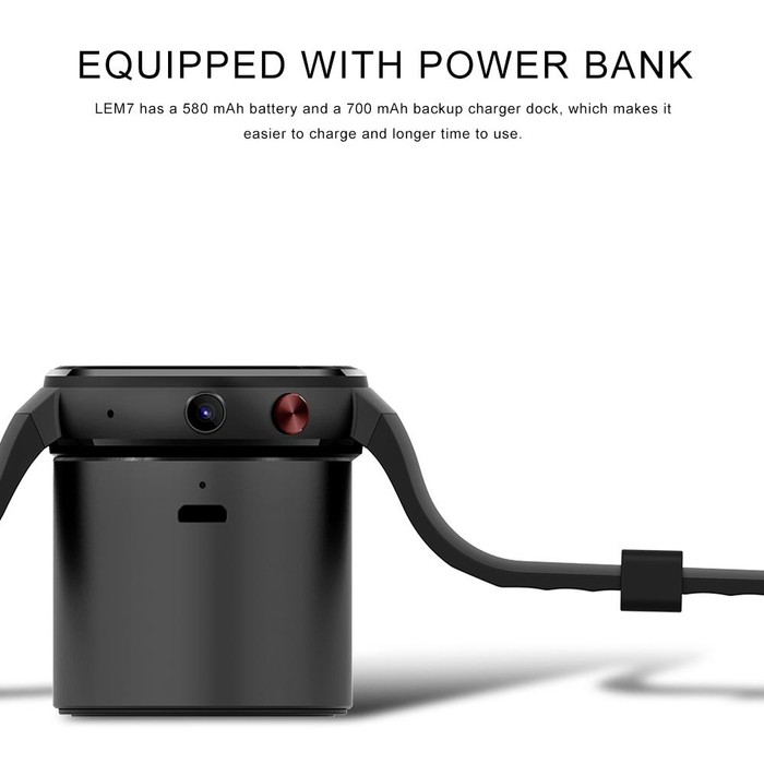 Lemfo LEM7 Smartwatch Phone Android 4G LTE 16G Android 7.0 AMOLED GPS - Hitam