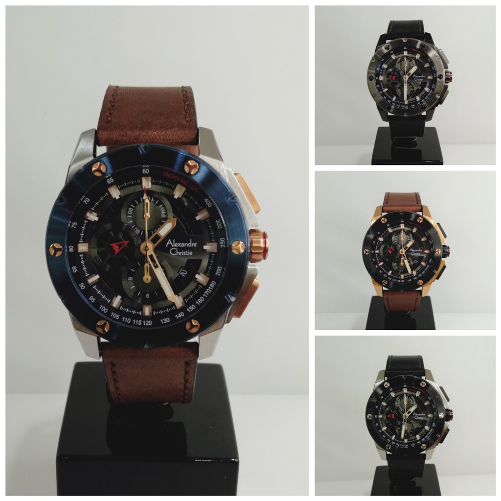 JAM TANGAN PRIA ALEXANDRE CHRISTIE 6549 AC6549 LEATHER STRAP ORIGINAL GARANSI FREE BATERAI