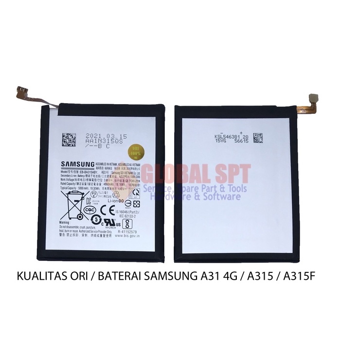 KUALITAS ORI / BATERAI SAMSUNG A31 4G / BATRE A315 / BATERE A315F