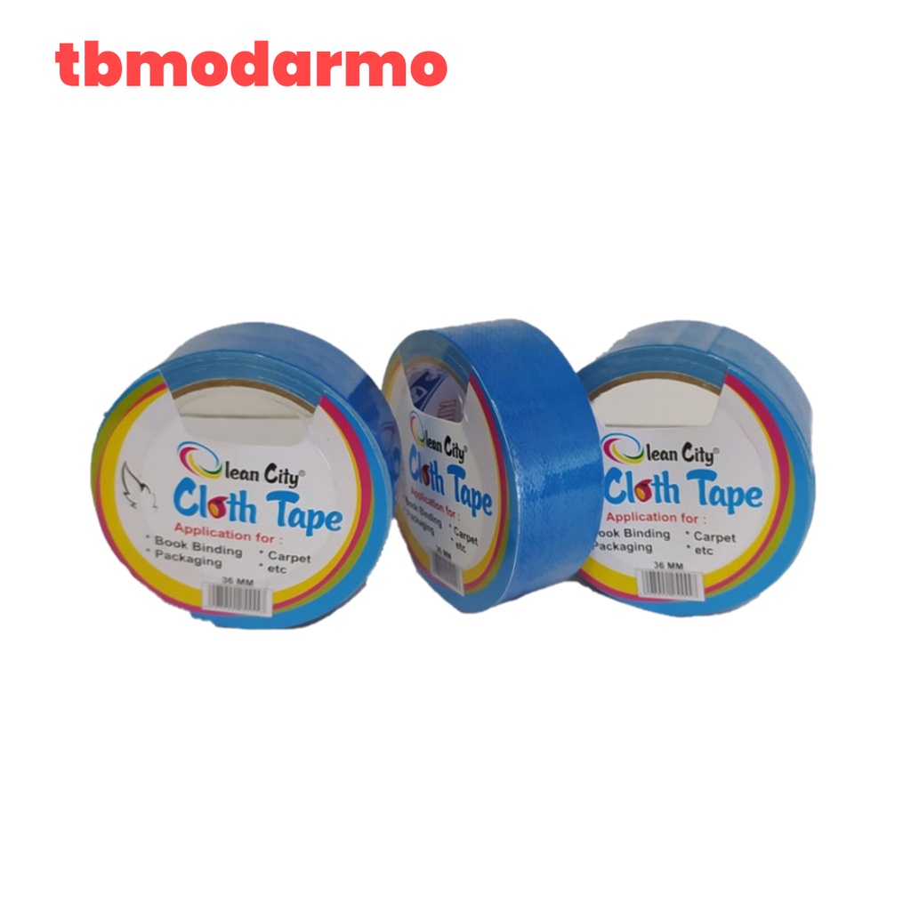 Cloth Tape / Lakban Kain Olean City 1.5 Inch (36mm X 10m) Biru Muda