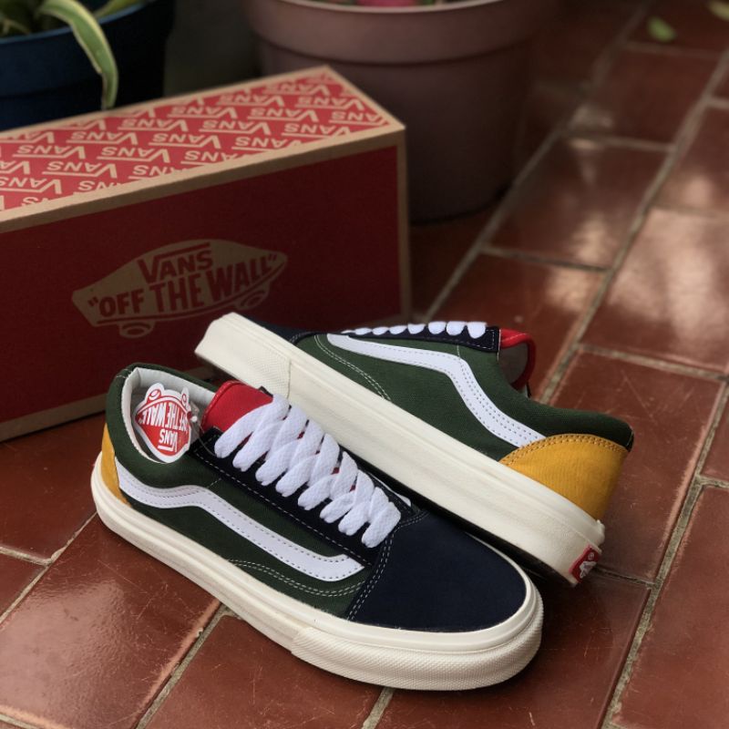 ( NEW BOX ) Vans Old Skool MONO VINTAGE 36 BNIB Gren Nvy Rainbow OG