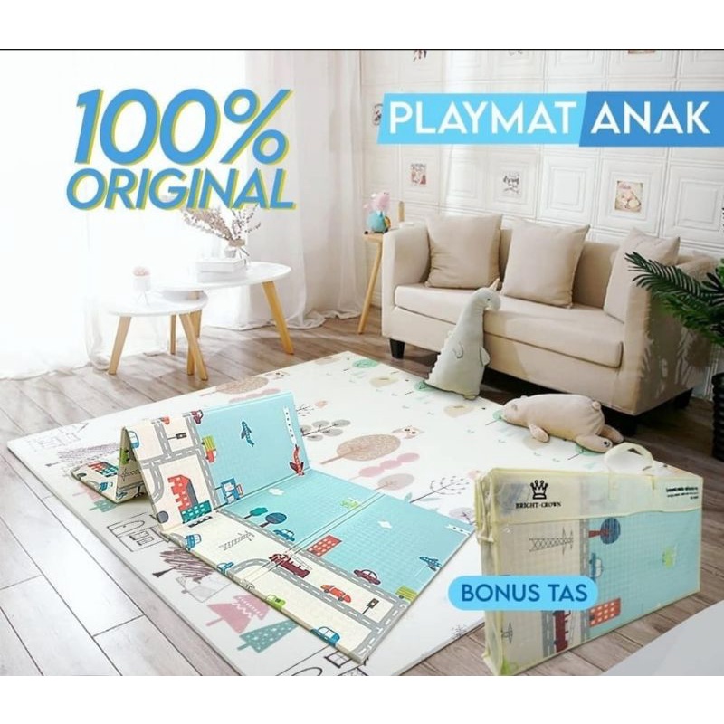 Matras / Karpet Anak Ukuran Jumbo Motif Bolak Balik Free Tas / Baby Playmat