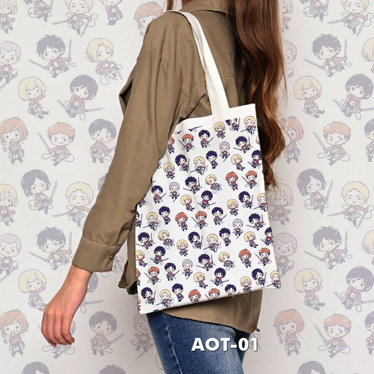 TOTE BAG BLACU MOTIF - ATTACK ON TITAN