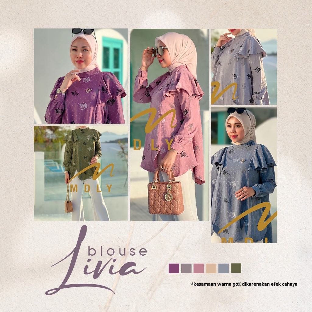 Fashion Muslim Terbaru Baju Atasan Wanita Lengan Panjang Baju Kasual Mdly Gold Shirt Kemeja Kerja Bu