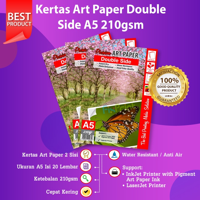 Photo Paper 210gsm 20 Sheets Kertas Art Paper A4 210 gram 20 lembar