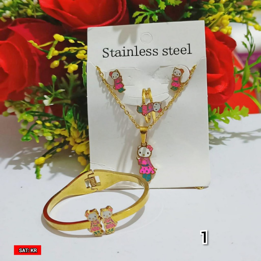Set Anak Hello Kitty Titanium Steinless Stell (COD)