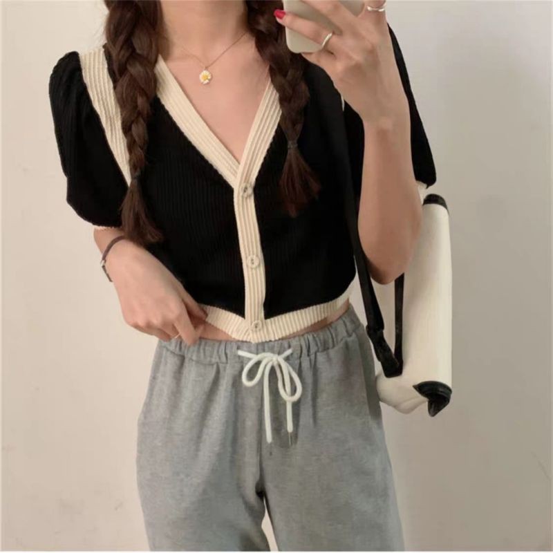 Z Milan Knit Crop Top Atasan wanita Baju pendek  Baju cewek Pakaian wanita Baju potong pendek cewek