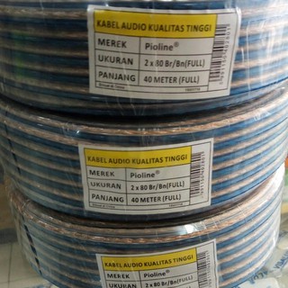 Kabel Audio Transparan serabut pioline 2x30 / 2x50/2x80 kabel speaker 100 meter full