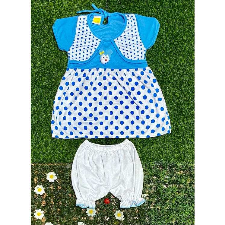 baju anak perempuan dress motif full kadot lucu setelan 3-18bulan